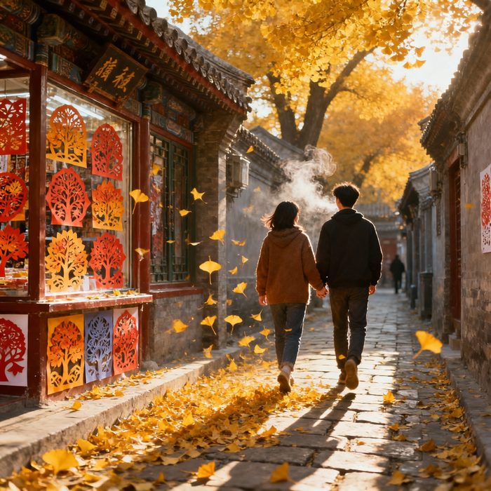 北京胡同秋天银杏