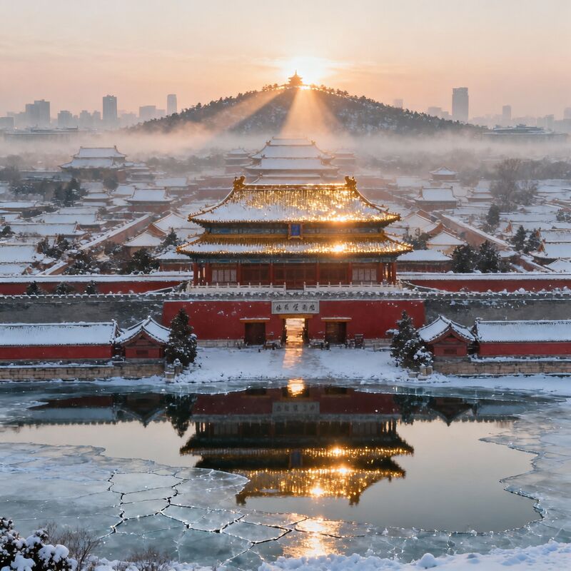 雪中故宫黎明
