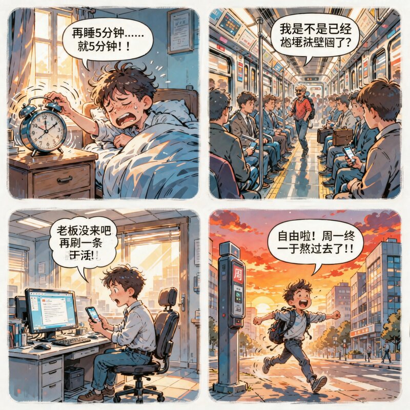 职场打工人日记 第一格 闹钟响