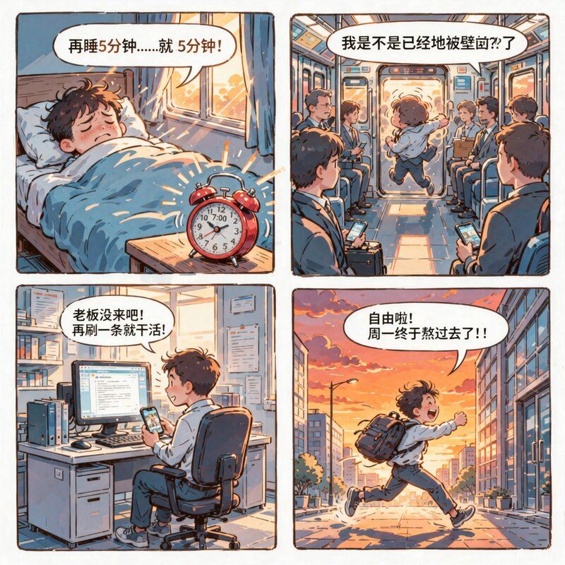 职场打工人日记 第二格 挤地铁